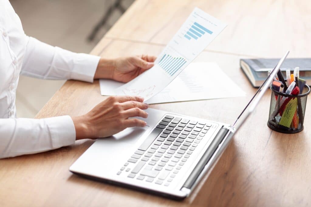 high-angle-business-woman-working